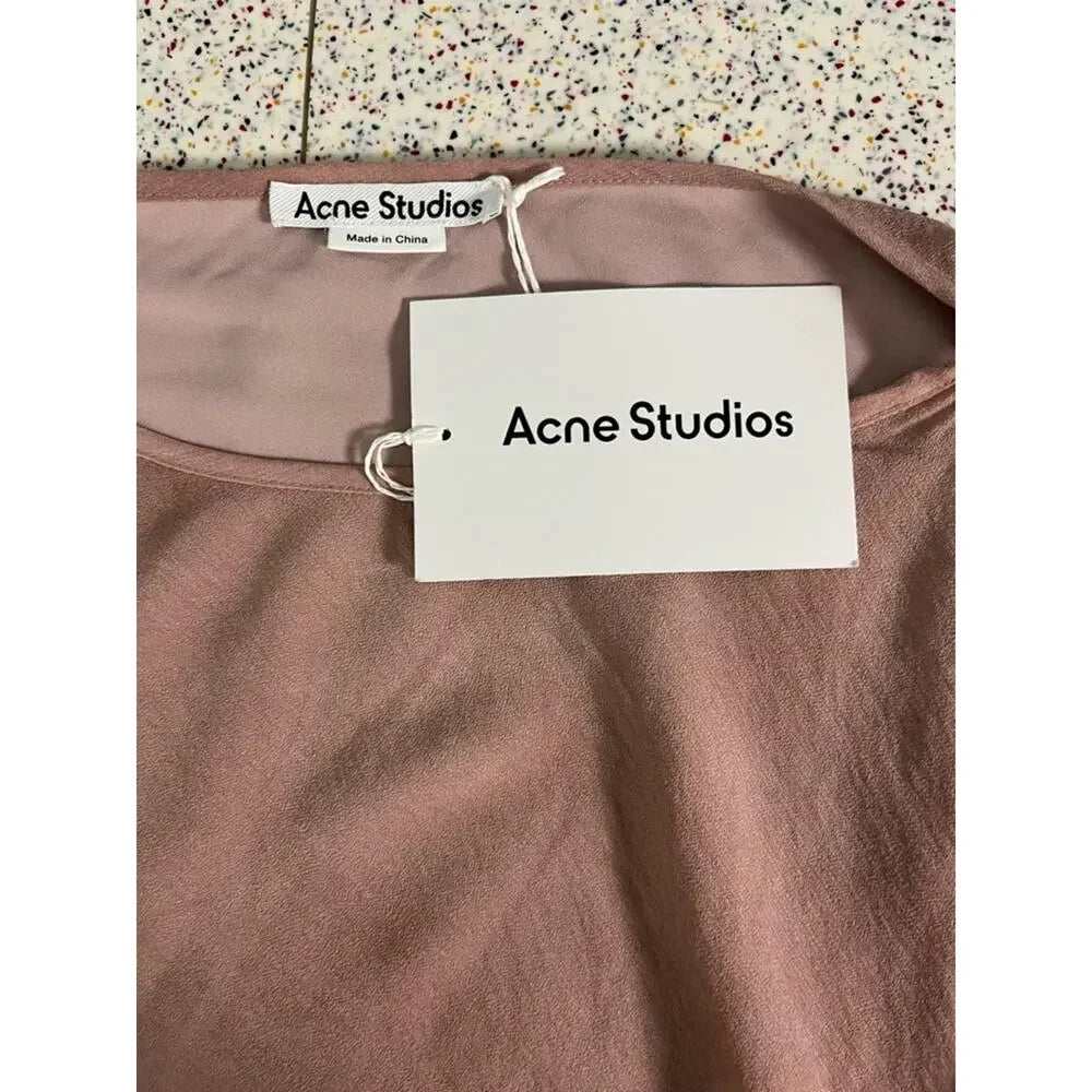 Acne Studios STOCKHOLM. NEW W/TAGS. Dusty Pink Tunic Wrap Long Sleeve Mini Dress