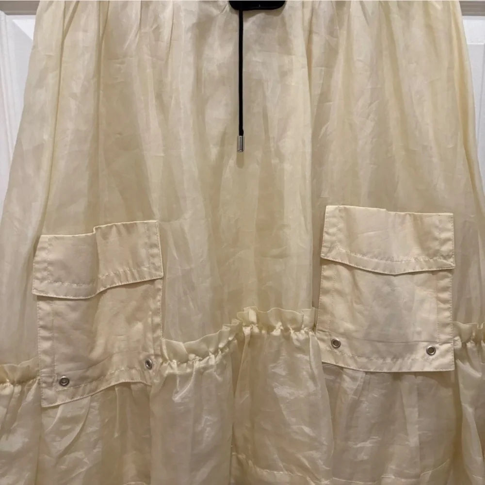 DOLCE & GABBANA ITALY. D&G. Cream Organza Dress w/Black Trim