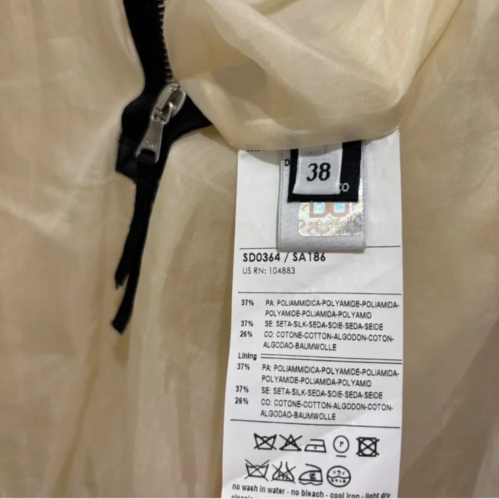 DOLCE & GABBANA ITALY. D&G. Cream Organza Dress w/Black Trim