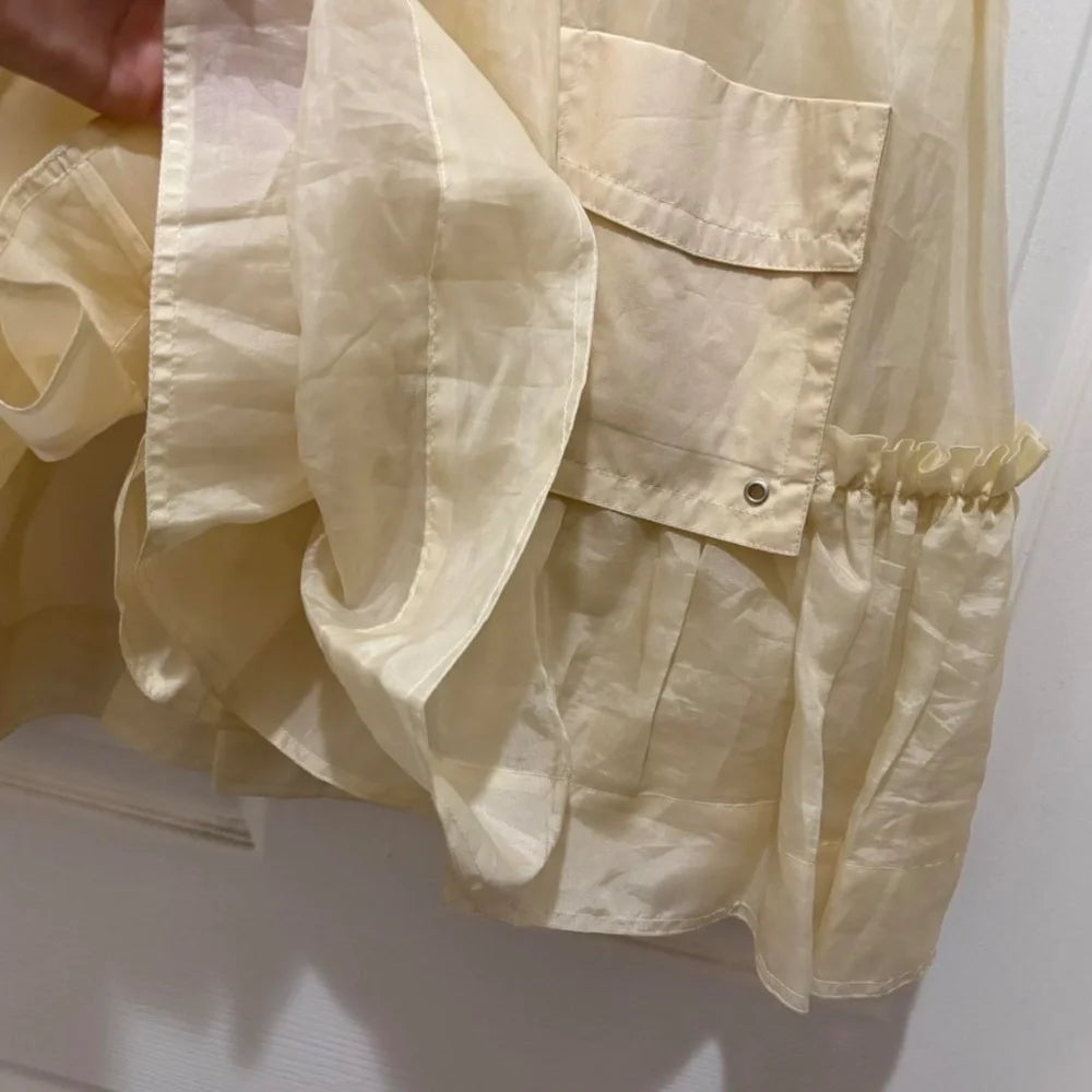 DOLCE & GABBANA ITALY. D&G. Cream Organza Dress w/Black Trim