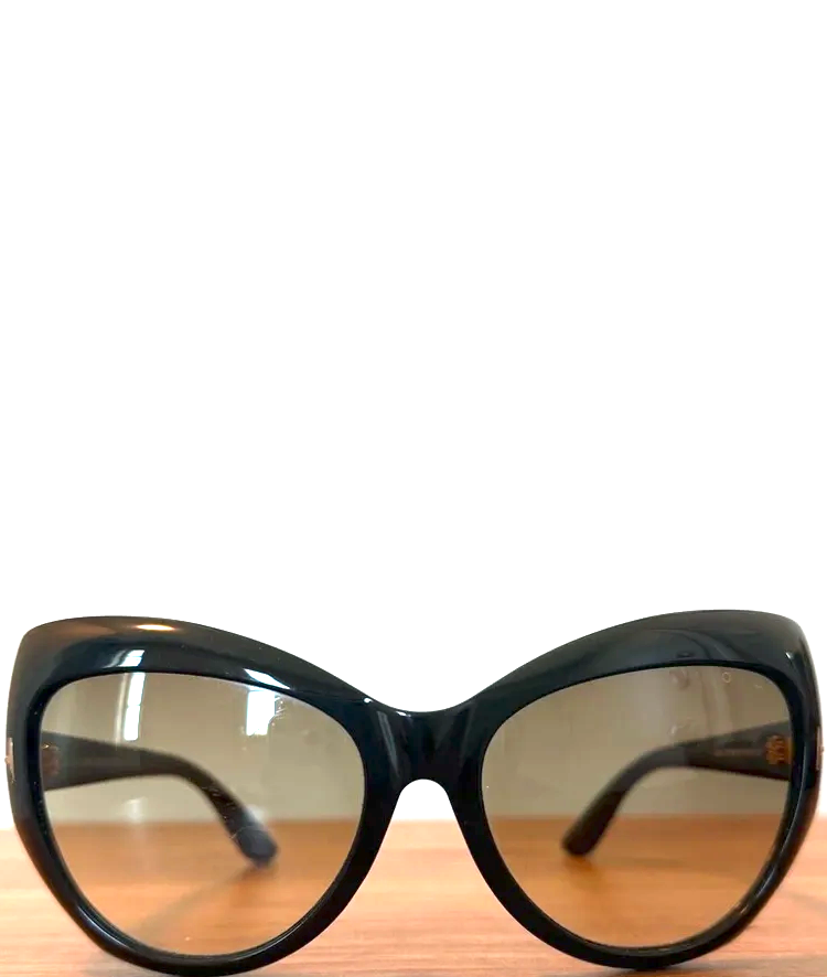 Tom Ford NY. AUTHENTIC Black Oversized Cat-Eye Sunglasses