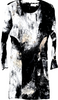 HELMUT LANG. GRAY & GOLD ABSTRACT ART DRESS LONG SLEEVES