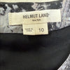 HELMUT LANG. GRAY & GOLD ABSTRACT ART DRESS LONG SLEEVES