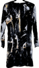 HELMUT LANG. GRAY & GOLD ABSTRACT ART DRESS LONG SLEEVES