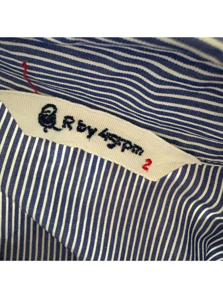 R by 45 RPM JAPAN. Ruffle Top Long Sleeve Pinstriped Blouse