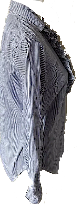 R by 45 RPM JAPAN. Ruffle Top Long Sleeve Pinstriped Blouse