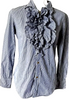 R by 45 RPM JAPAN. Ruffle Top Long Sleeve Pinstriped Blouse