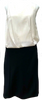 Nina Ricci Paris. White/Black Silk Sleeveless Cowl Neck Dress