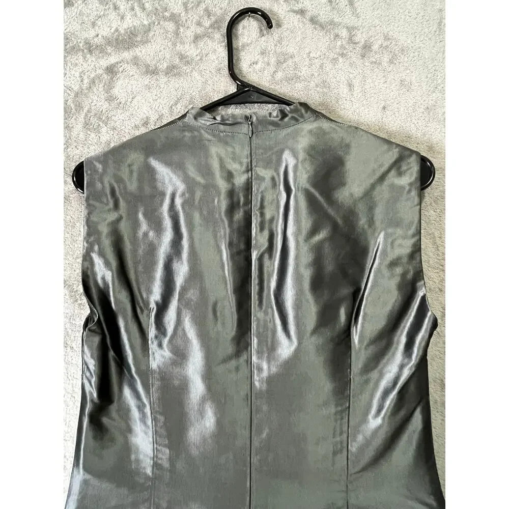 PAUW Amsterdam. SILVER Metallic 100% Silk Cocktail Dress‎