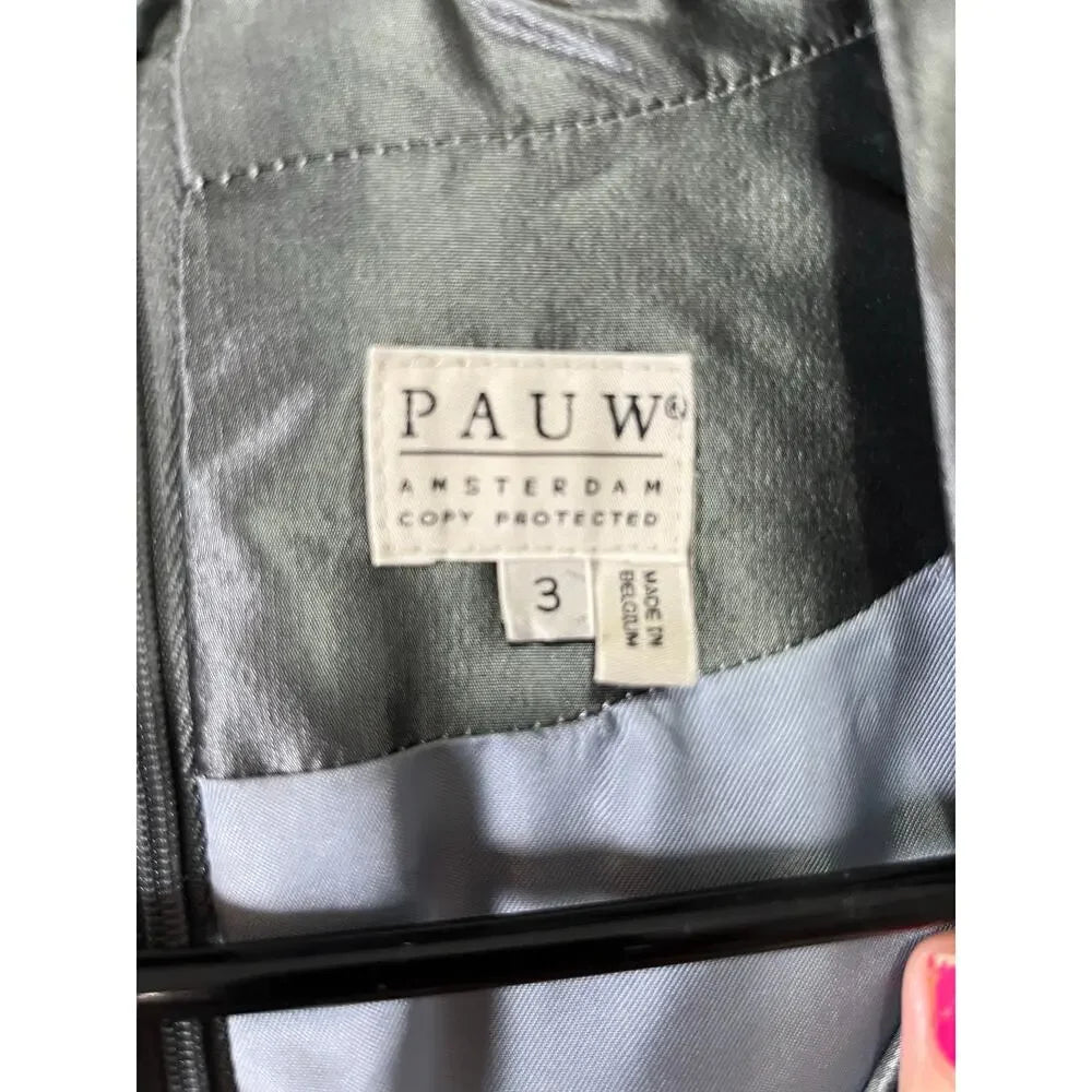 PAUW Amsterdam. SILVER Metallic 100% Silk Cocktail Dress‎
