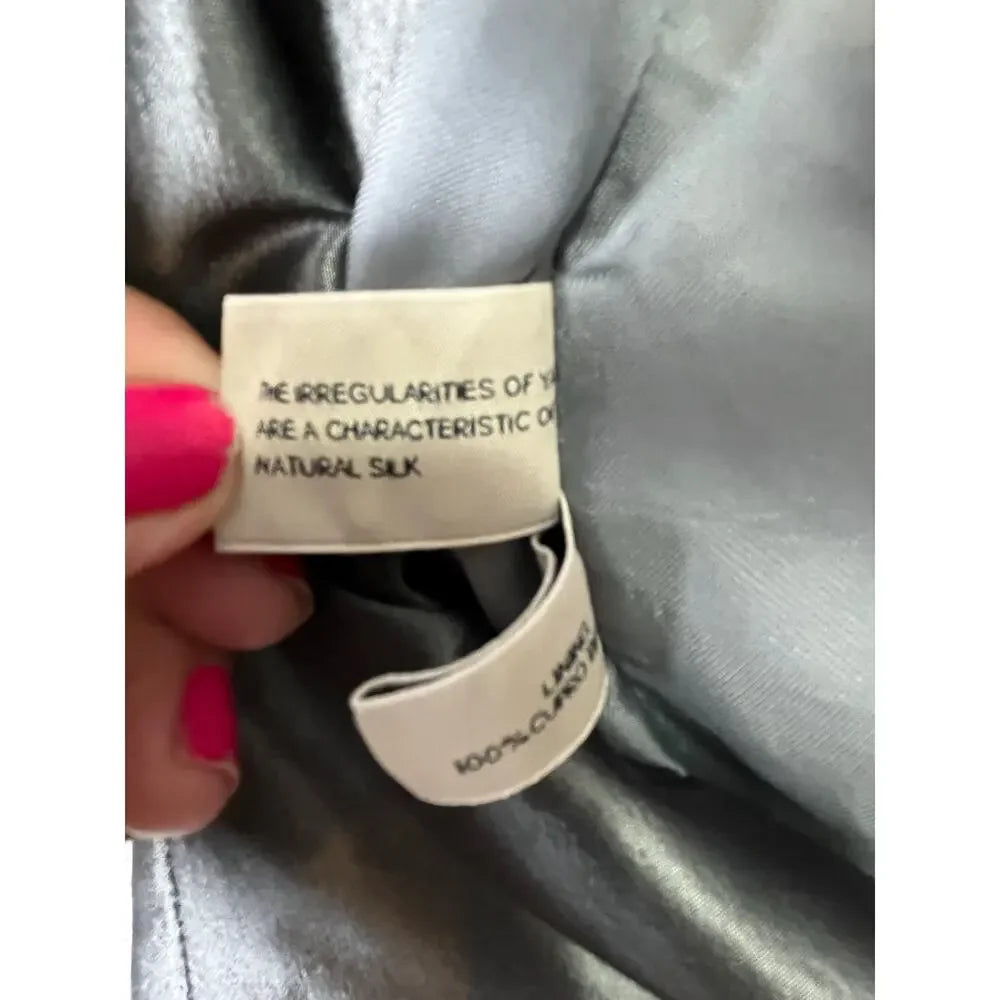 PAUW Amsterdam. SILVER Metallic 100% Silk Cocktail Dress‎