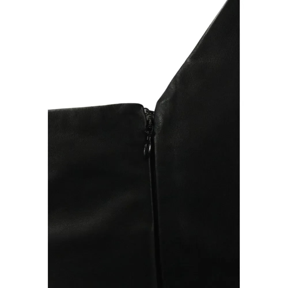 Proenza Schouler NY. Black Lambskin Leather One Shoulder Dress