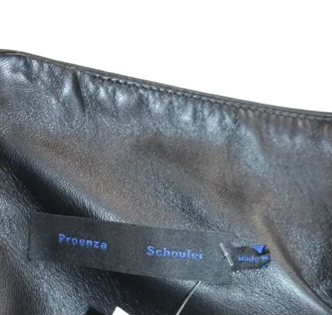 Proenza Schouler NY. Black Lambskin Leather One Shoulder Dress