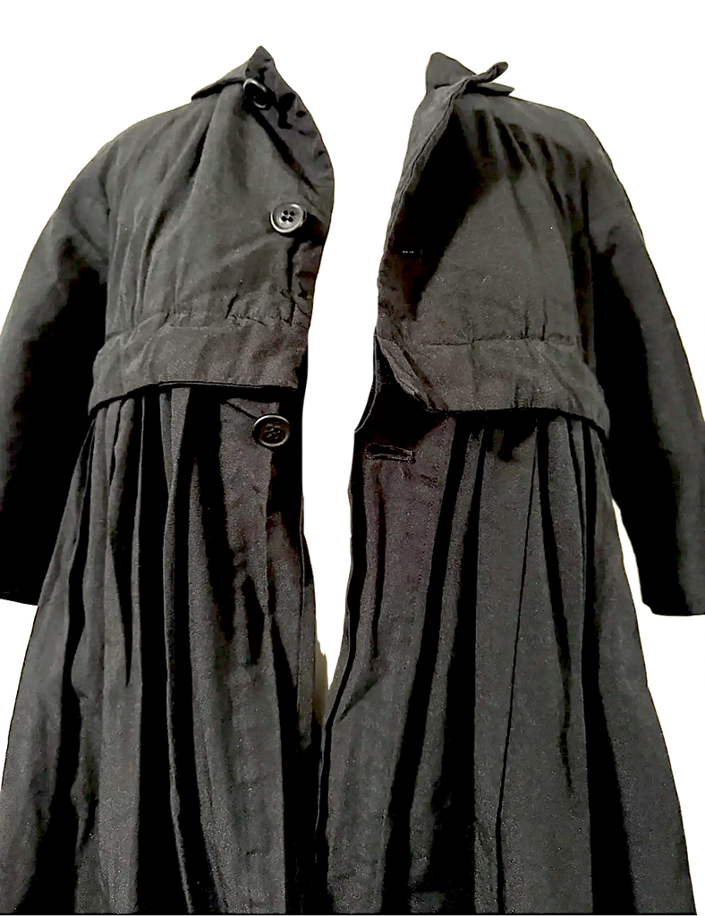 Comme des Garcons JAPAN. Black Short-Sleeve Pleated Convertible Coat Jacket Top