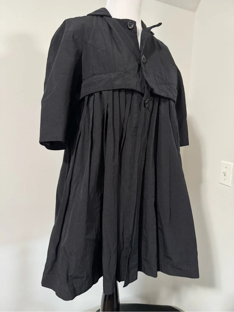 Comme des Garcons JAPAN. Black Short-Sleeve Pleated Convertible Coat Jacket Top
