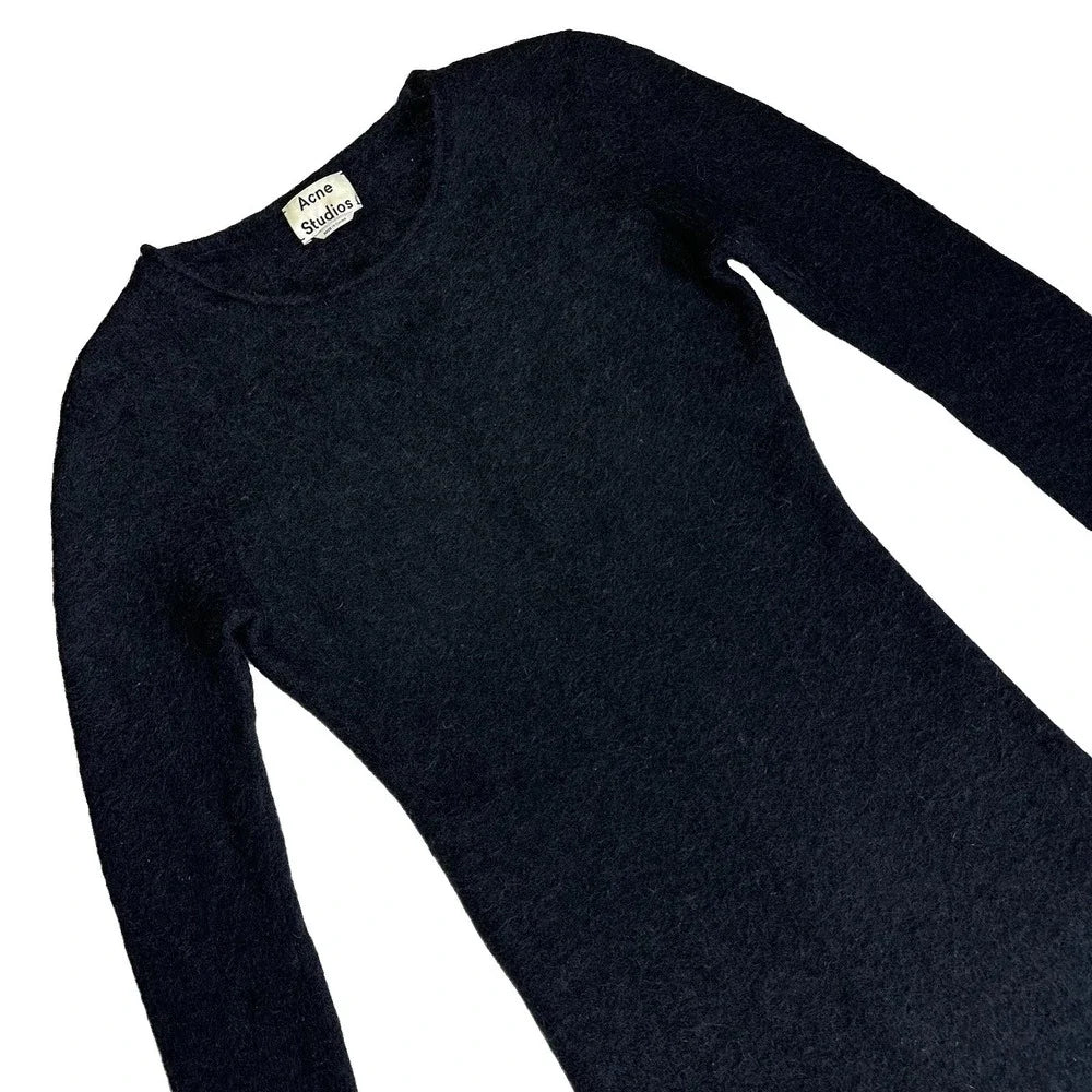 Acne Studios STOCKHOLM. Black Mohair Wool Blend Midi Sweater Dress