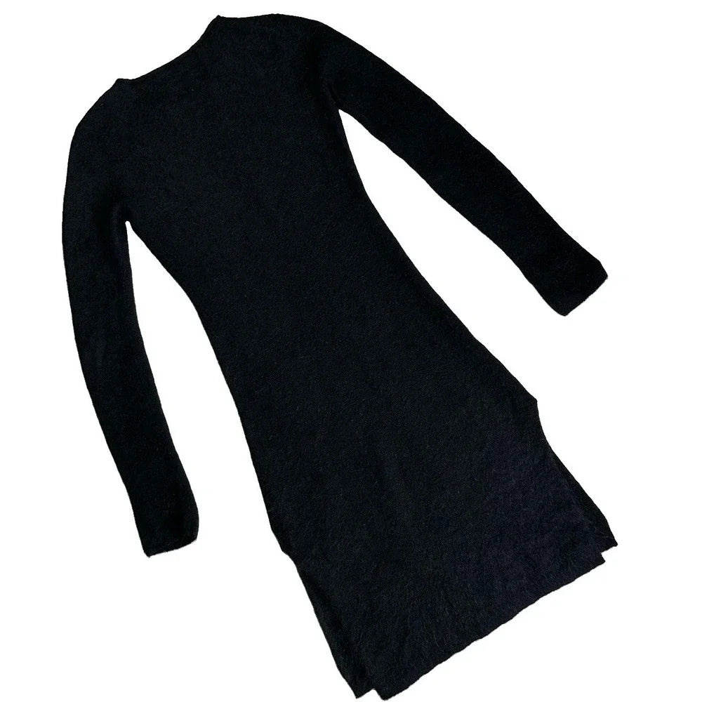 Acne Studios STOCKHOLM. Black Mohair Wool Blend Midi Sweater Dress