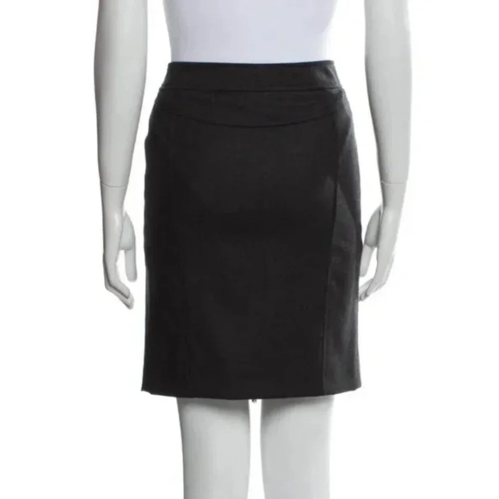 Versace ITALY. Black Wool Zip Up Mini Skirt