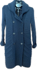 Prada Italy. Pristine Navy Wool Long Double-Breasted Knit Sweater Coat