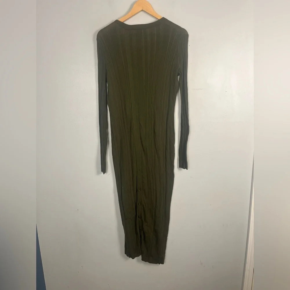 DIESEL Designer: Glenn Martens Khaki Ribbed Knit Pullover Long Dress