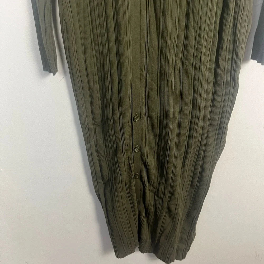 DIESEL Designer: Glenn Martens Khaki Ribbed Knit Pullover Long Dress