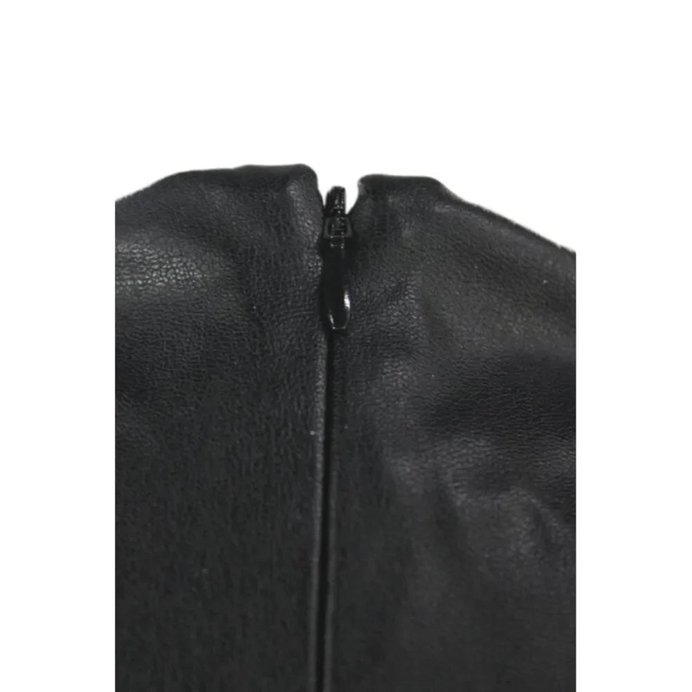 Helmut Lang NY. Black Mock Neck Sleeveless Zipper Polyurethane Top