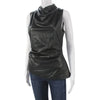 Helmut Lang NY. Black Mock Neck Sleeveless Zipper Polyurethane Top