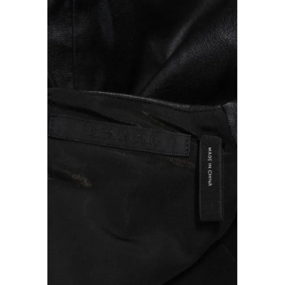Helmut Lang NY. Black Mock Neck Sleeveless Zipper Polyurethane Top