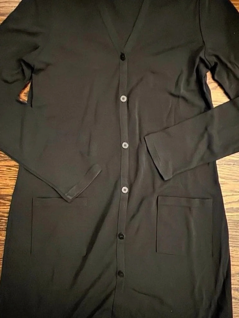DKNY NEW YORK. Black RAYON/NYLON/SPANDEX BLEND Long Cardigan