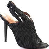 Elizabeth & James Black Texture Peep Toe Slingback Sandal Shoes SZ 8B