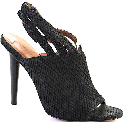 Chloe Paris. Black Leather Peep Toe Strappy Platform Wedge Sandals Black SZ 8 US 38FR
