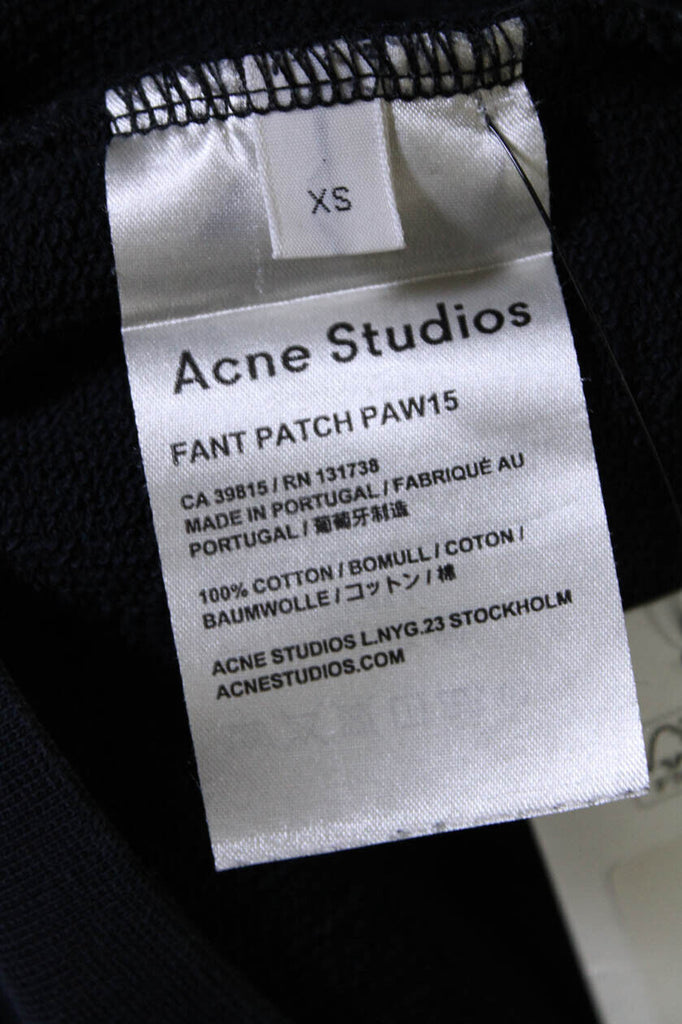 Acne Studios Sweden. Black Long Sleeve Blue Graphic Crew Neck Long Tunic