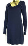 Marithe + Francois Girbaud  Paris. Le Casual. Midnite Blue Cotton Dress Knee Length Long Sleeve