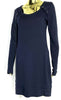 Marithe + Francois Girbaud  Paris. Le Casual. Midnite Blue Cotton Dress Knee Length Long Sleeve