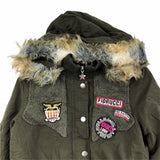 Fiorucci Italy. Vintage Patches Parka Hooded Coat Jacket