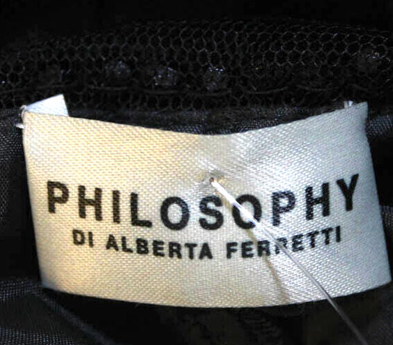 Philosophy di Alberta Ferretti Italy.Black Chiffon Beaded Shift Dress
