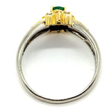 Estate Platinum/18ct Gold Ring Marked on Band with Emerald and Diamonds SZ 6 5/8