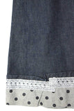 Comme Des Garcons Japan. Blue Cotton Darted Spot Embroidered A-Line Skirt