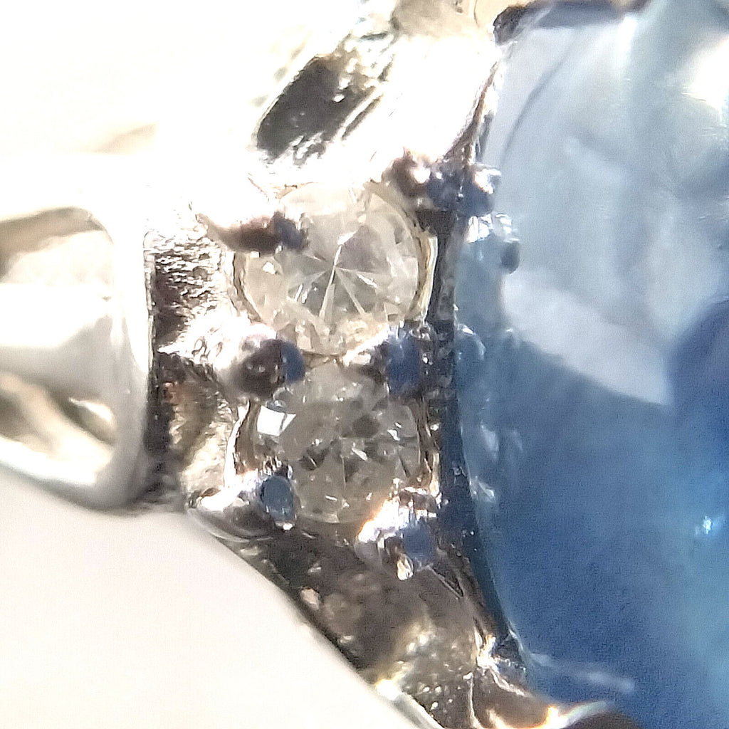 Estate Vintage Blue Sapphire w/Diamonds Platinum Band Hallmarked SZ 6 1/4