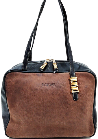 LOEWE Madrid. Black Leather Shoulder Bag / Hand Bag