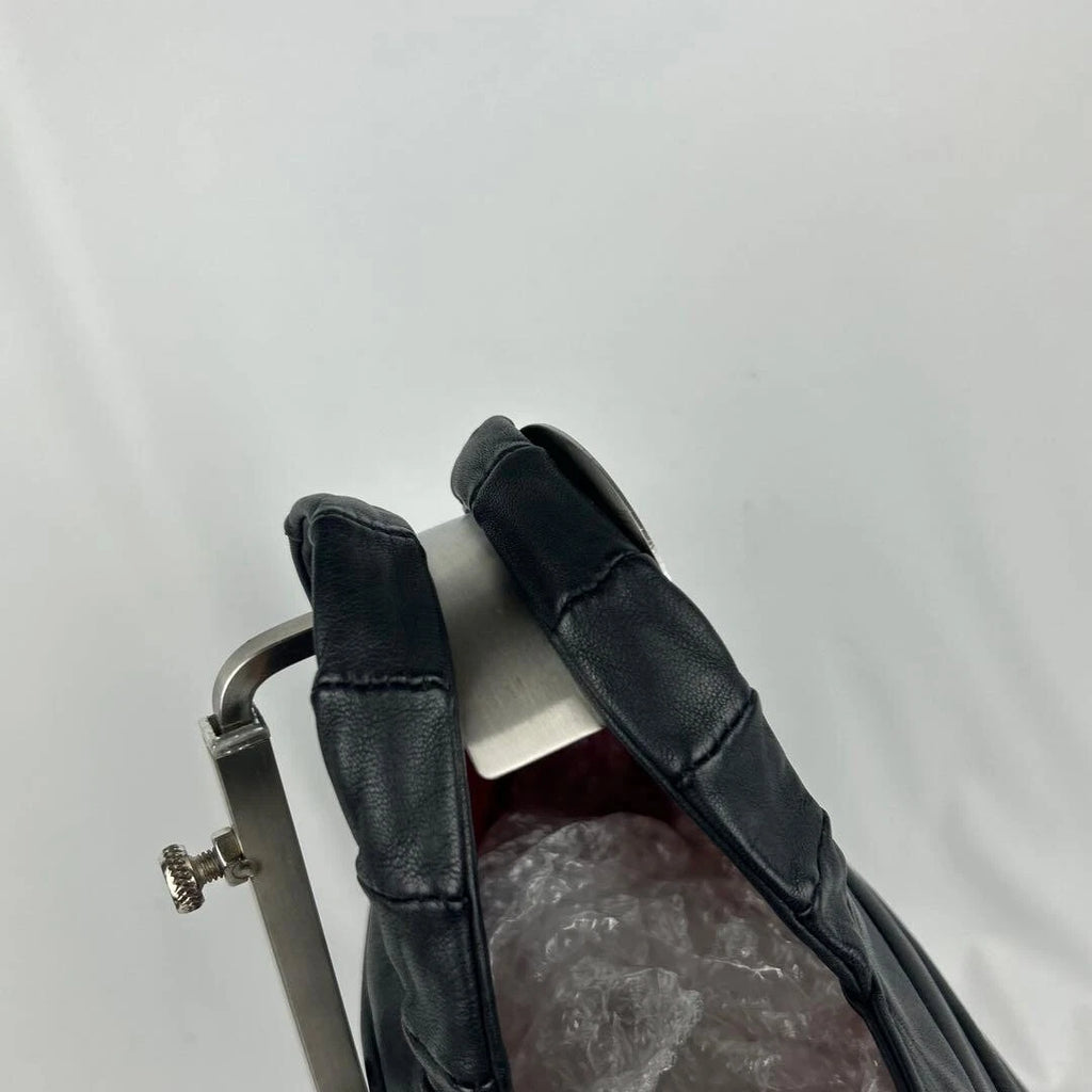 KAWA KAWA JAPAN. Black Lambskin Quilted Leather Tote Bag / Shoulder Bag