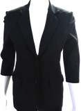 The Row NY. Black 3/4 Sleeve Collared Button Down 2 Pocket Lined  Blazer S