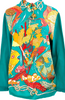 Hermes Paris. Green Aquarium Print Silk, Cotton, Cashmere Sweater Top