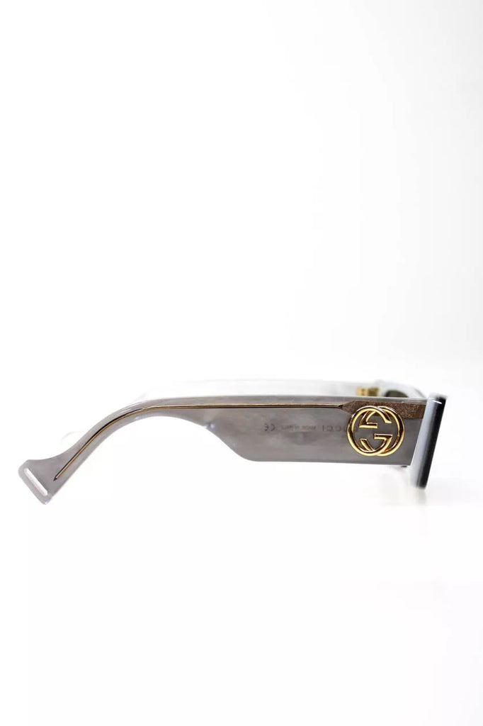 Gucci Italy. Gold Logo GG Gray Rectangular Frame Foldable Sunglasses