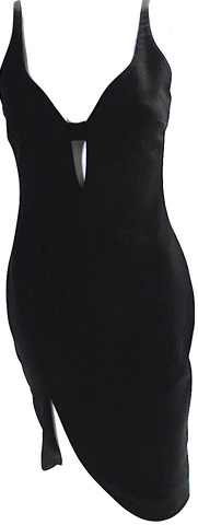 Elizabeth and James NY. Black Cut Out High Split Back Zip Sheath Dress