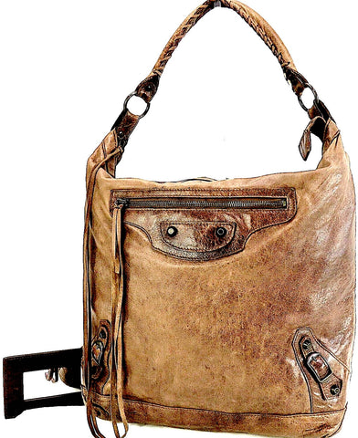 Prada Italy. Burgundy Leather/Beige Canvas Shoulder Bag / Hand Bag