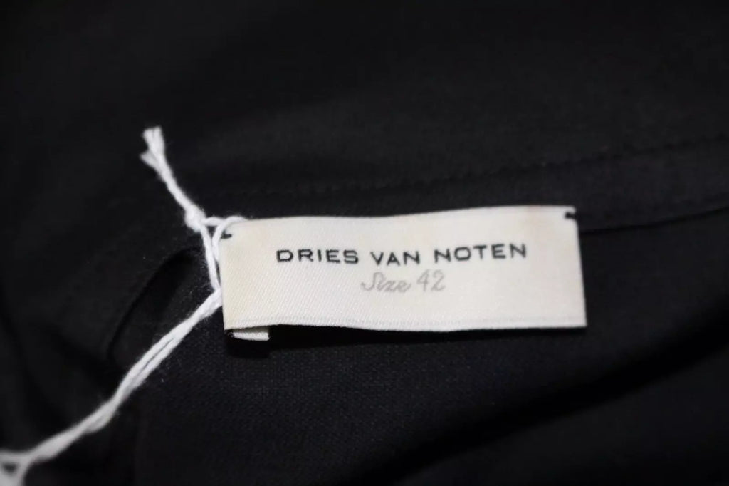 DRIES VAN NOTEN Black & Blue Woven Zippered Cowl Neck Shift Dress