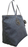 Gucci Italy. Black Large GG Canvas and Patent Leather Tote Shoulder Bag