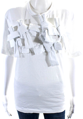 COMME des GARCONS Japan. White Semi-Sheer Chiffon Short Sleeve Shirt