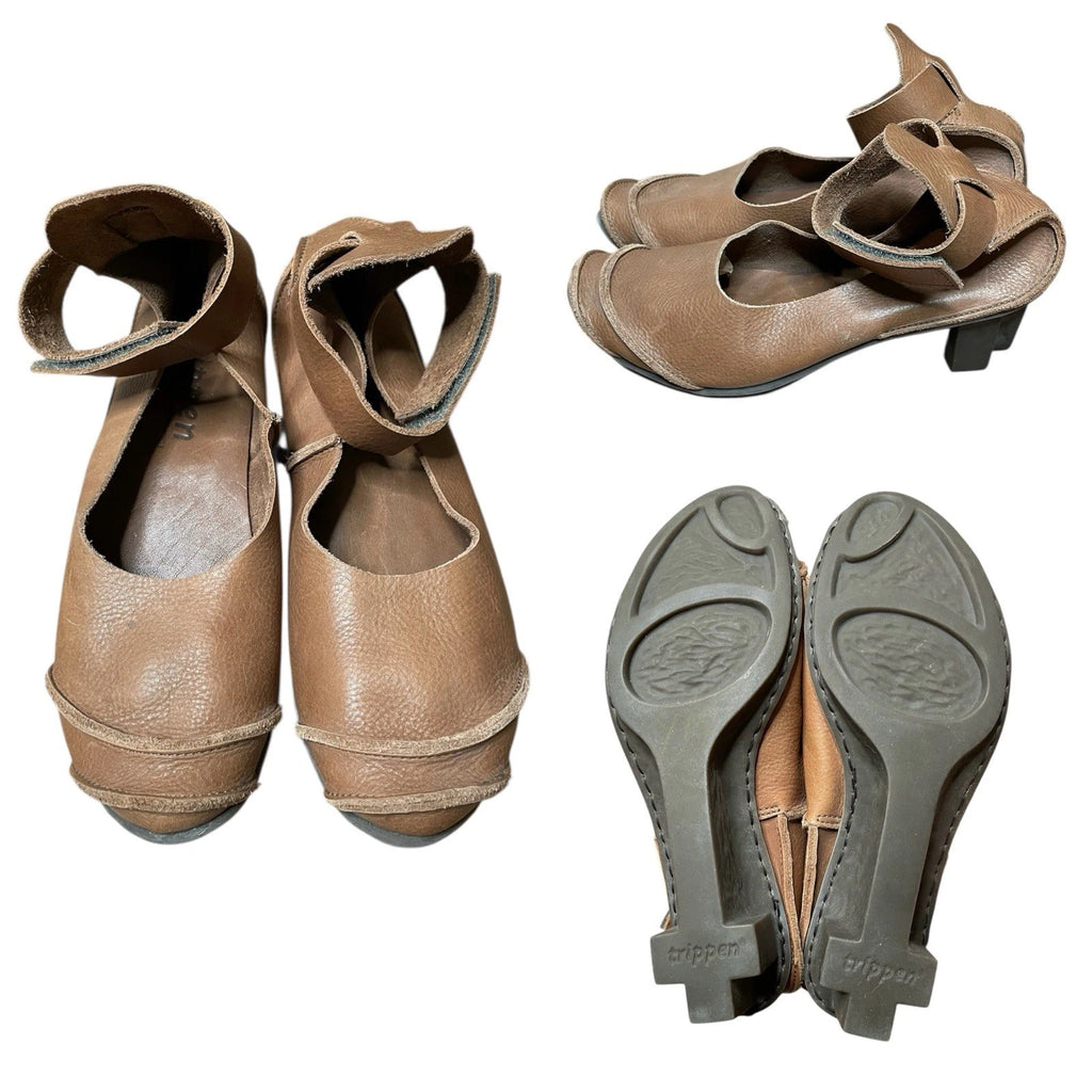 Trippen GERMANY. Carol Brown Wedge Ankle Straps Pumps Size 40/ US 9